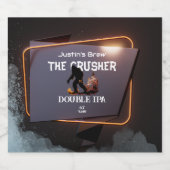 Custom Modern Dark Bigfoot Editable Orange Neon Bierflaschenetikett (Einzelnes Label)