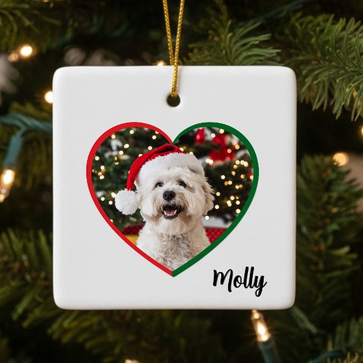 Custom Modern Dog Photo Christmas Keramikornament