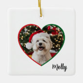 Custom Modern Dog Photo Christmas Keramikornament (Vorderseite)