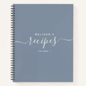 Custom Modern Dusty Blue Elegante Script Recipe Notizblock (Vorderseite)