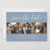 Custom Modern Dusty Blue Wedding 4 Foto Save The Date (Vorderseite)