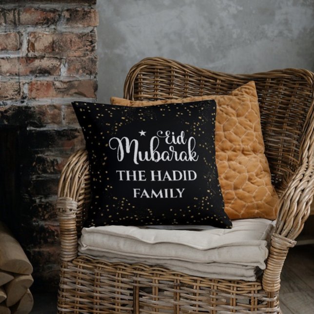 Custom Modern Eid Mubarak Black Eid Throw Kissen (Von Creator hochgeladen)