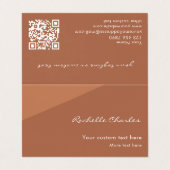 Custom Modern Elegant Copper Tan QR Code Promotion Visitenkarten (Außenseite Aufgefaltet)