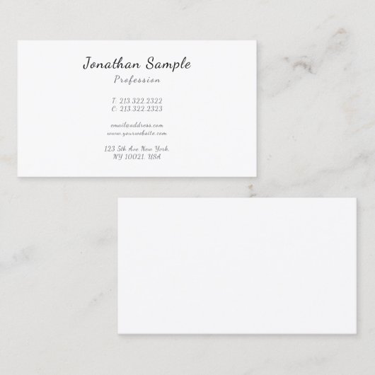 Custom Modern Elegant Handwritten Script Simple Visitenkarte (Vorne/Hinten)