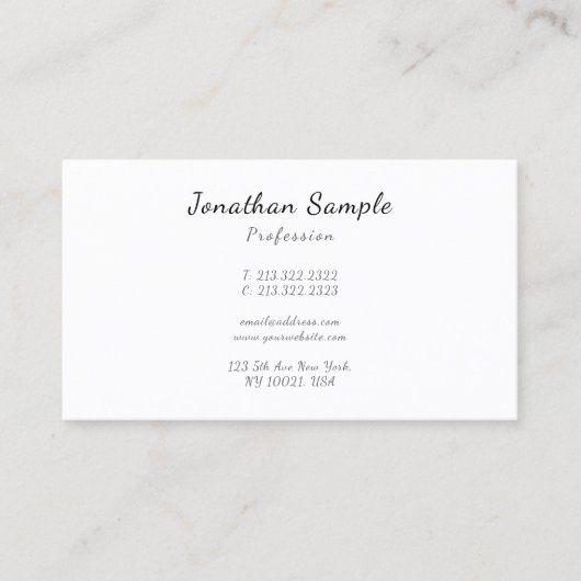 Custom Modern Elegant Handwritten Script Simple Visitenkarte (Vorderseite)