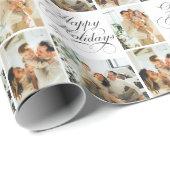 Custom Modern Elegant Photo Happy Holidays Script Geschenkpapier (Rolleneckpunkt)