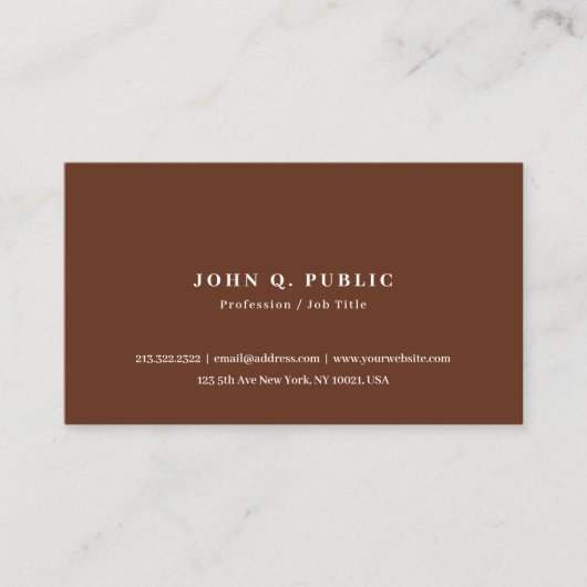 Custom Modern Elegant Simple Template Terracotta Visitenkarte (Vorderseite)