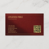 Custom Modern Elegant Template Gold Text QR Code Visitenkarte (Rückseite)