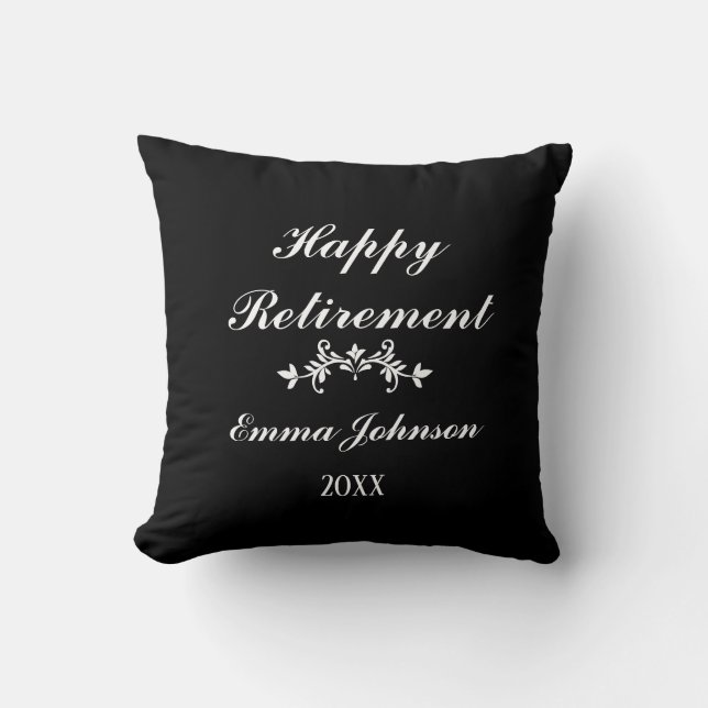 Custom Modern Elegante Black&White Happy Rentireme Kissen (Vorderseite)