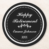 Custom Modern Elegante Black&White Happy Rentireme Runder Pappuntersetzer (Vorderseite)