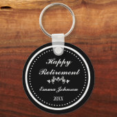 Custom Modern Elegante Black&White Happy Rentireme Schlüsselanhänger (Vorderseite)
