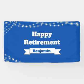 Custom Modern Elegante Blue Happy Retirement Banner