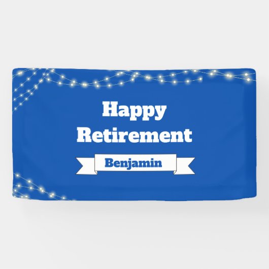 Custom Modern Elegante Blue Happy Retirement Banner (Horizontal)