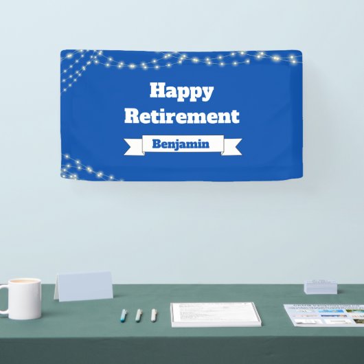 Custom Modern Elegante Blue Happy Retirement Banner (Messe)