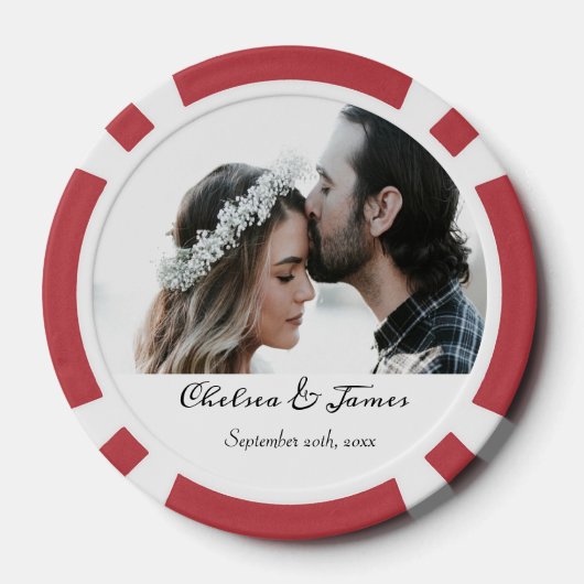 Custom Modern Elegante Foto Kalligraphie Script Pokerchips (Rückseite)