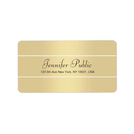 Custom Modern Elegante Gold Weißer Script Name Adressaufkleber (Vorne)