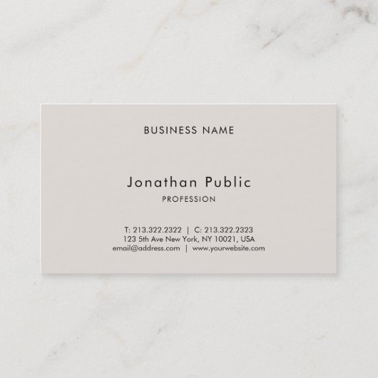 Custom Modern Elegante Typografie Minimalistisch Visitenkarte (Rückseite)