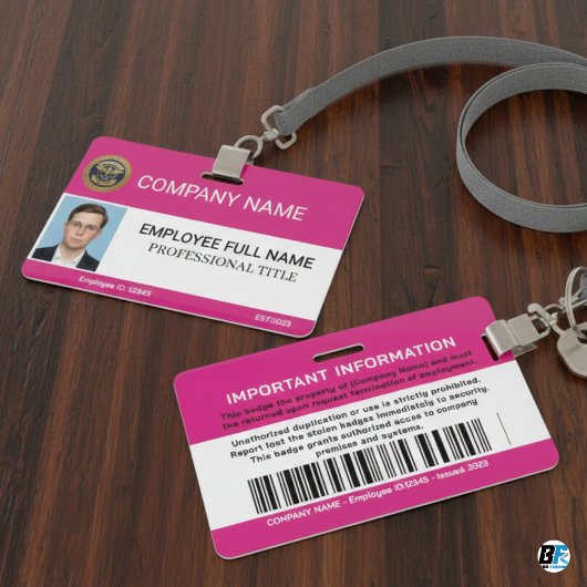 Custom Modern Employee With Photo, Barcode, Logo Ausweis