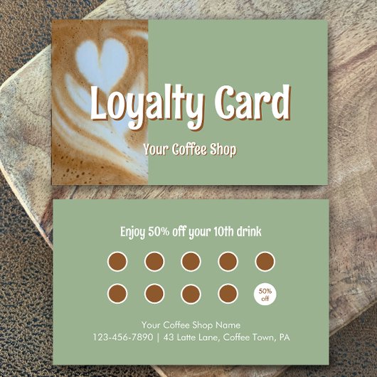 Custom Modern Eucalyptus Coffee Cafe Customer Treuekarte