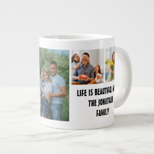 Custom Modern Family 7 Photo Collage Template Jumbo-Tasse