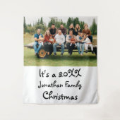 Custom Modern Family Christmas Foto Wandteppich (Vorderseite)