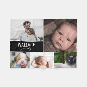 Custom Modern Family Foto Collage mit Nachname Fleecedecke