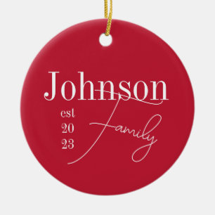 Custom Modern Family Name Weihnachten Keramik Ornament