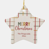 Custom Modern farbenfroh frohe Weihnachtsfamilie S Keramik Ornament (Vorne)