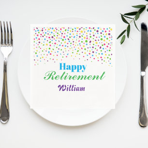 Custom Modern farbenfrohe Konfetti Happy Retiremen Serviette