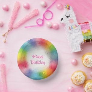 Custom Modern farbenfrohe Vorlage Happy Birthday Pappteller