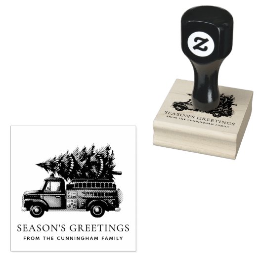 Custom Modern Firefighter Christmas Fire Truck  Gummistempel (Stempel)