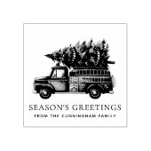 Custom Modern Firefighter Christmas Fire Truck  Gummistempel (Prägung)