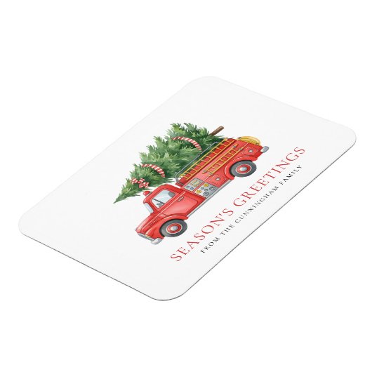 Custom Modern Firefighter Christmas Fire Truck Magnet (Linke Seite)