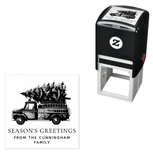 Custom Modern Firefighter Christmas Fire Truck Permastempel (Beispiel)