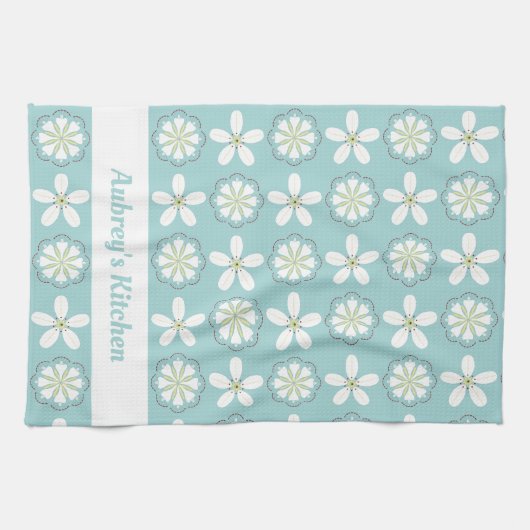 Custom Modern Floral Kitchtuch Geschirrtuch (Horizontal)
