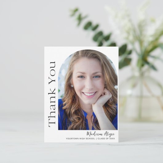 Custom Modern Foto Arch Abschluss Dankeskarte (Stehend Vorderseite)