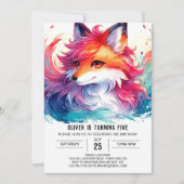 Custom Modern Fox Geburtstag Einladung (Vorderseite)