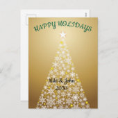 Custom Modern Fox Gold Weihnachten Urlaub Postkart (Vorne/Hinten)