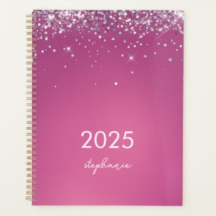 Custom Modern Fuchsia Pink Glitzer 2025 Planer