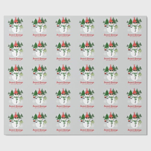 Custom Modern Funny Snowman Snowflakes Weihnachten Geschenkpapier (Flach)