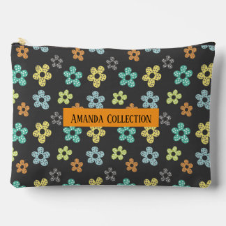 Custom modern girly floral pattern grey viory blue zubehörtasche