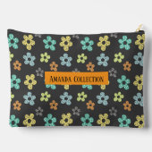 Custom modern girly floral pattern grey viory blue zubehörtasche (Rückseite)