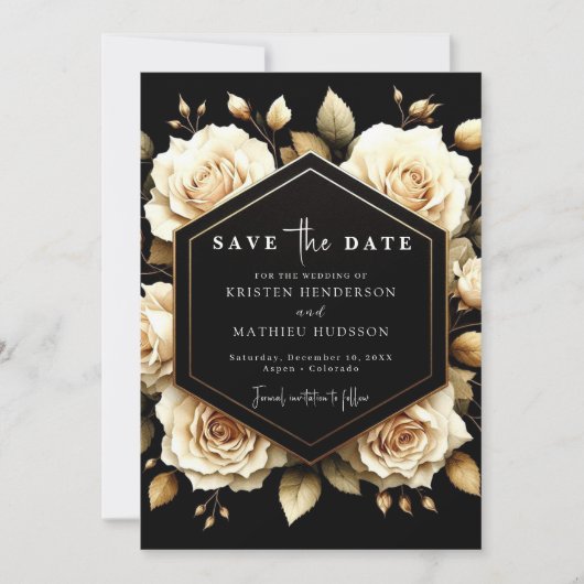 Custom Modern Gold and Black Wedding Save The Date (Vorderseite)