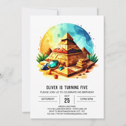 Custom Modern Gold Pyramids Geburtstag Einladung (Vorderseite)