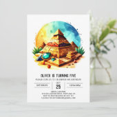 Custom Modern Gold Pyramids Geburtstag Einladung (Stehend Vorderseite)