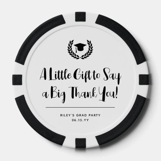 Custom Modern Graduation Party Vielen Dank Pokerchips (Vorderseite)