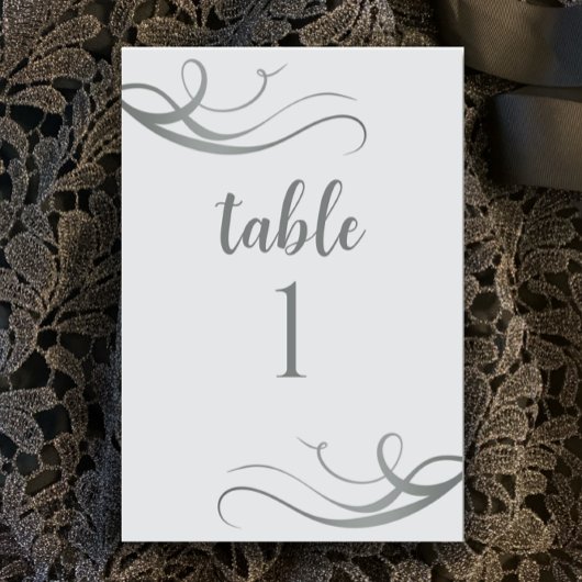 Custom Modern Gray 25. Hochzeitstag Party Tischnummer