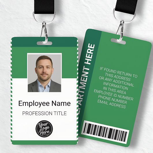 Custom Modern Green Employee Identification ID Ausweis