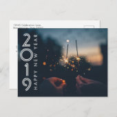 Custom Modern Happy New Year Firework Sparklers Postkarte (Vorne/Hinten)