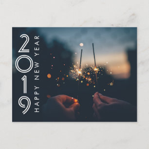 Custom Modern Happy New Year Firework Sparklers Postkarte